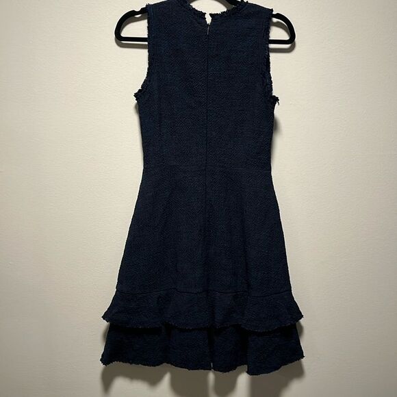 REBECCA TAYLOR Tweed Ruffle Hem Mini Dress, Royal Blue/Black, Size 2 - Picture 8 of 13